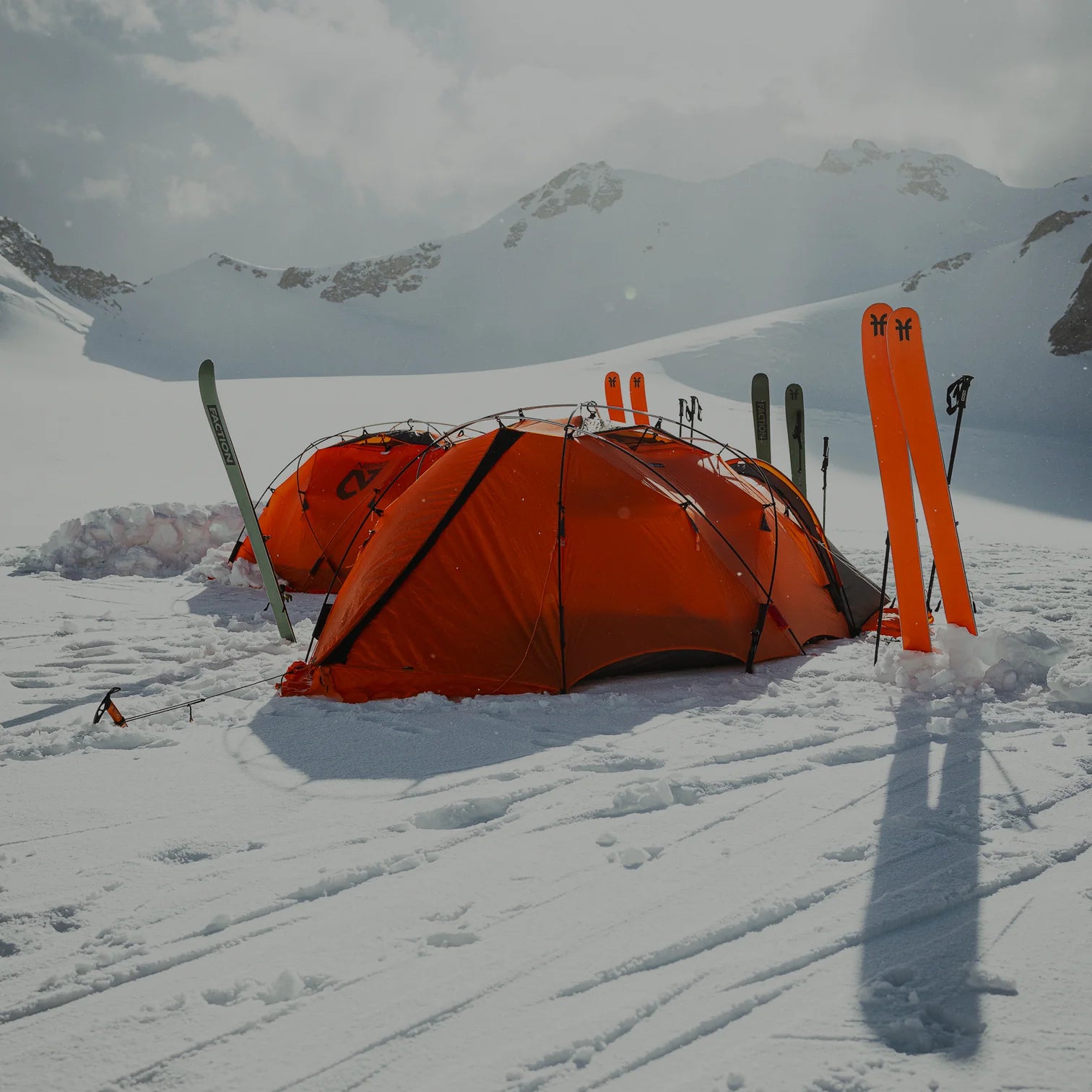 NEMO tents in a winter mountain camp